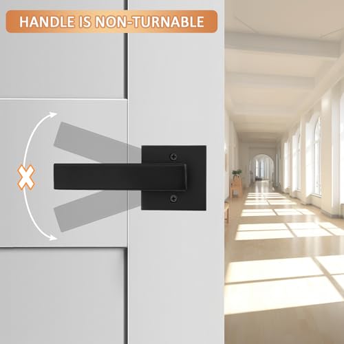 Probrico HM-N-DMBK-DL01-2PACK [Pack Of 2 Door Lever Dummy Lever Door Handle For Closets French Doors,Square Dummy Door Lever,Non-Turning Single Side Pull thumb #5