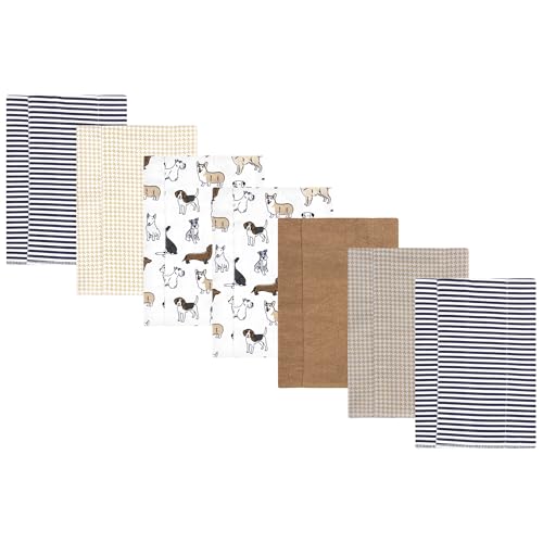 Luvable Friends Hudson Baby Flannel Burp Cloths 7pk, Playful Handsome Pups
