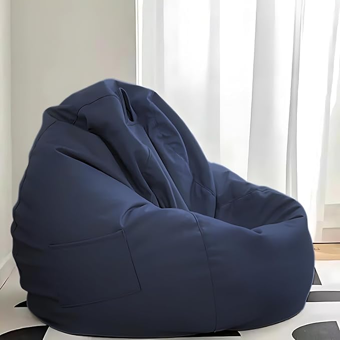 INSTER Faux Leather Bean Bag Cover Without Beans (Size-4XL) (Color- Navy Blue)-image-5