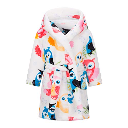 Boys Girls Hooded Pajamas Soft Coral Fleece Bathrobe Unisex Dressing Gown Sleepwear #TOP9