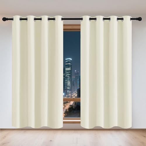 Rideaux opaques isolation lumiere anti UV rideau isolant beige - 2