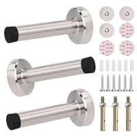Türstopper mit Gummipuffer Wandtürstopper Edelstahl Selbstklebend Wandmontage Türpuffer für Schützt Türen Wände inkl. Schrauben 3 Stück