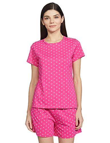 Image of Amazon Brand - Symbol Women's Cotton Regular Fit T-Shirt and Shorts Night Suit (Night Wear | Co-ord Set | Lounge Wear Set) (Available in Plus Sizes)