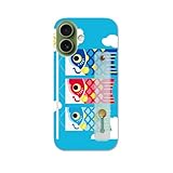 igcase iPhone 17 用 ハードケース スマホ ベルト付 スマホバンド 落下防止 シリコン スタンド機能付 スリム 背面 片手持ち カバー 携帯リング フィンガーリング 角度調整 015797 鯉のぼり 空 端午の節句