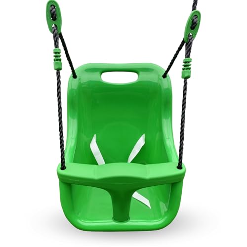 HyperMotion Babyschaukel Swing HYP5 Indoor & Outdoor - Stabile Konstruktion mit Sicherheitsgurt & verstellbaren Seilen • Für Kinder von 6 Monaten bis 25 kg • Grün