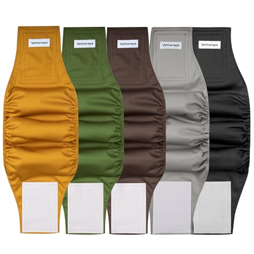 Image of 5 Pack Dog Diapers Male Reusable Belly Bands Washable for Large Male Dogs, High Absorbency for Puppy & Doggy, Size XXL