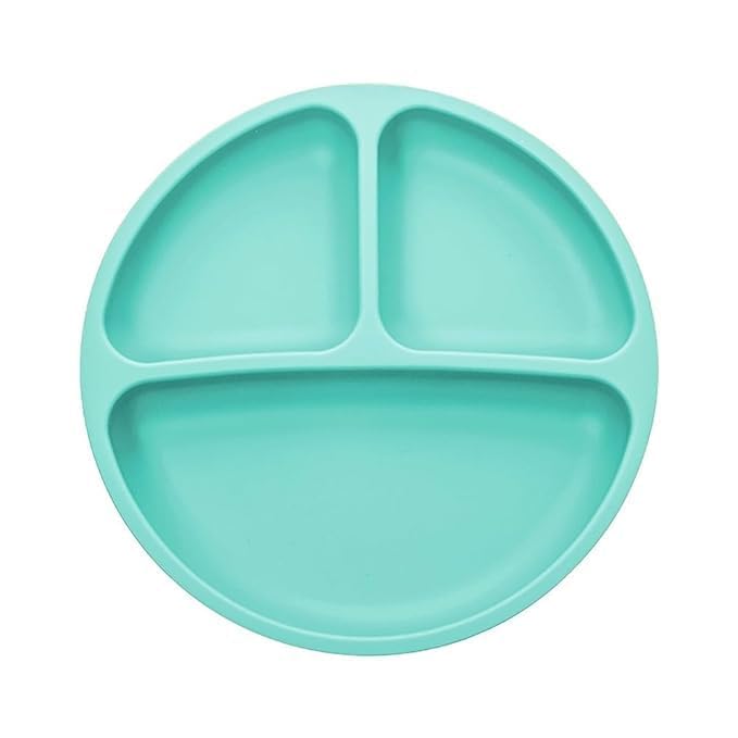 Image of BabyGo Silicone Baby Feeding Set | Waterproof Bib + Divided Suction Plate + Soft Spoon & Fork | Easy-Clean, Non-Slip, Washable & Reusable Feeding Kit for Infants & Toddlers - Blue Apron Set (6 Pcs)