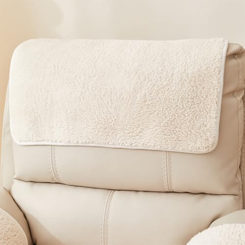 Funda de Reposacabezas Antideslizante para Sillón con Bolsa de Almacenamiento Fundas para Sillones Reclinables Muebles Protector de Cuero Cálido para Reposacabezas de Sofá En Invierno