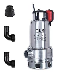 T.I.P. Maxima 300 IX Pompe Submersible pour Eaux Usées en Inox Débit de 18000 l/h Hauteur de Refoulement de 8 m Puissance de 700 W Roue en Noryl Interrupteur à Flotteur Automatique Couleur Argent