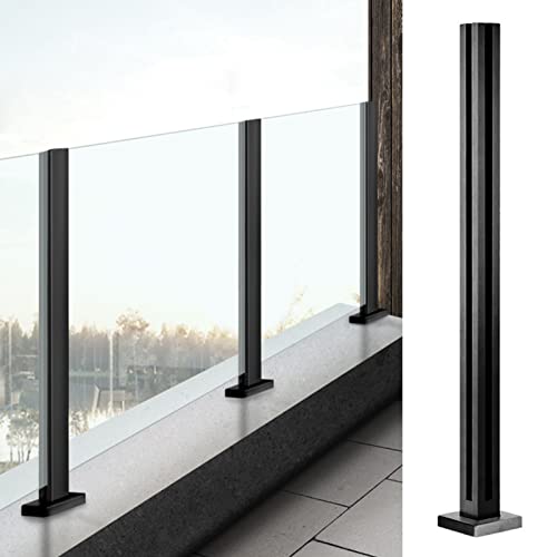 Balustradenpfostenklemme aus schwarzem Glas für Treppen, Balkon, Gartenzaun, quadratisch, Glas, Pool, Zaunpfosten für Glasgeländer, Bodenplattform und Säule