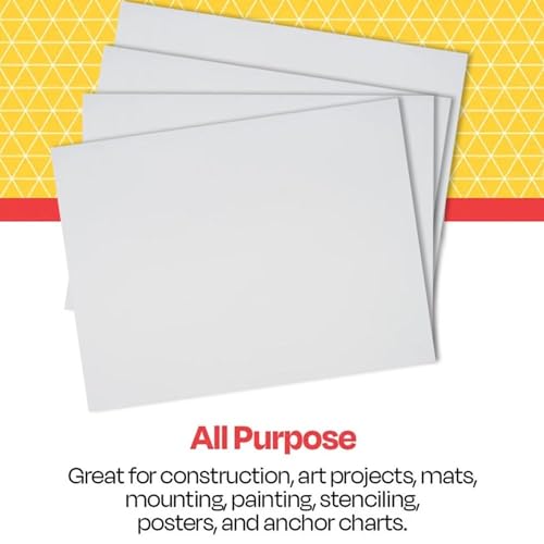 school smart railroad poster board paper 22 x 28 inches 6-ply white pack of 100