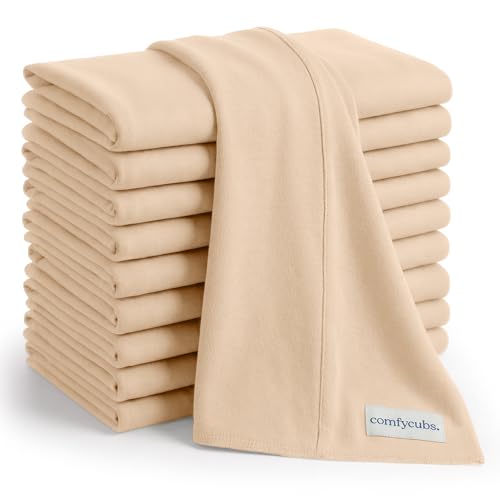 Image of Comfy Cubs Baby Burp Cloths Set (Pack of 10) - Large, 6-Layer, Ultra Absorbent 100% Cotton for Infant Spit-Up, Drool, and Messes - Soft, Gentle, Thoughtful New Born Baby Gifts, Cream