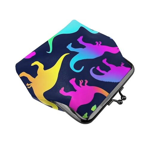 neon funny dinosaurs (1) Kiss Lock Coin Change Wallet Purses for Women3