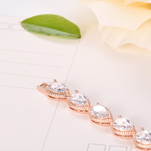 SELOVO Teardrop Rose Gold Tone Chain Tennis Bracelet for Women Lady2