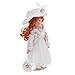 SaniMomo - Bambole vintage in porcellana, 30 cm, completamente vestite in bianco con espositore per casa, collezione casa