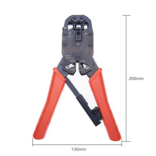 Crimping Tool Wire Crimper Plier Ratchet Cable Cutter for 4P, 6P, 8P / RJ-10, RJ-11, RJ-12, RJ-45 / Cat5, Cat5e, Cat6, Cat6e, Cat7 Cables | Wire Stripping Crimp Cutting Tool Hand Tools Stripper Cutter 5 Crimping Tool Wire Crimper Plier Ratchet Cable Cutter for 4P, 6P, 8P / RJ-10, RJ-11, RJ-12, RJ-45 / Cat5, Cat5e, Cat6, Cat6e, Cat7 Cables | Wire Stripping Crimp Cutting Tool Hand Tools Stripper Cutter - Image 5