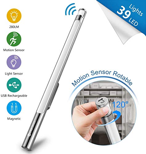 YUNLIGHTS LED Sensor Licht 39 LED, Aufgerüstete 2700mAh Akku, Schrankbeleuchtung LED Batterie Schranklicht mit Bewegungsmelder, 6000-6500K, 3 Modi Intelligente Küchenleuchte