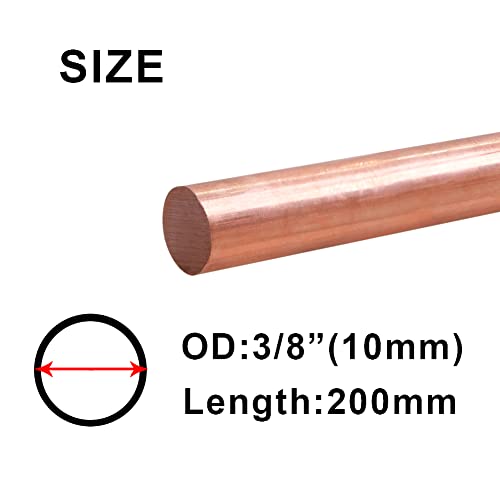 Ququyi 1-8504-COPPER 99.9% Pure Copper Round Rod 3/8 Inch Od 8 Inch Length Bare Copper Cu Metal Rod thumb #1