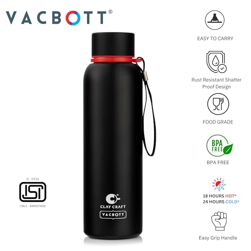 Image of CLAY CRAFT VACBOTT Everest Hike Double Wall|18 Hours Hot and 24 Hours|Cold Water Bottle Vacuum Insulated Flask Bottle 700ml|Leak Proof|BPA-Free| BIS Certified| Made in India|1 Year Limited Warranty