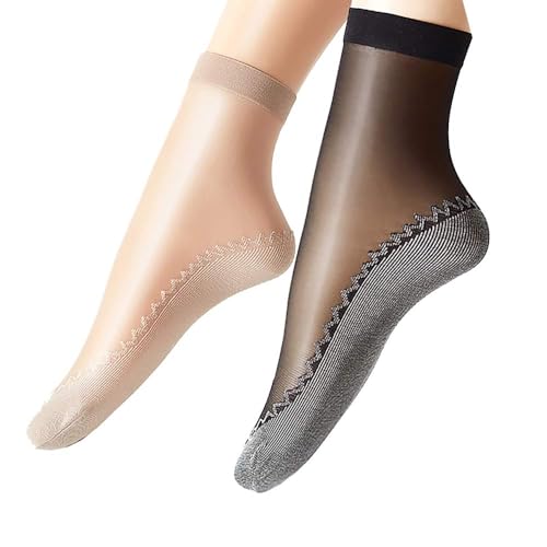 Image of Women's 20 Pairs Silky Anti-Slip Cotton Sole Sheer Ankle High Socks