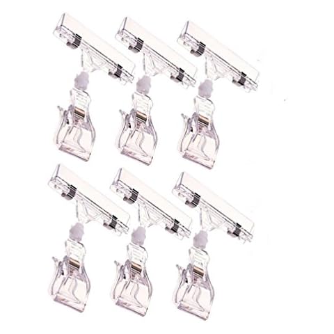 Polkar 6Pcs Transparent Color Plastic Rotatable POP Clip Merchandise Sign Display Clip Label Display Clip Cover