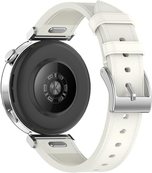 One Click Bands Compatible with Samsung Gear Sport/Gear S2 Classic, Quick Release Replacement Band, Premium Leather Watch Band for Women Men, One Size, Leather,, white, One Size