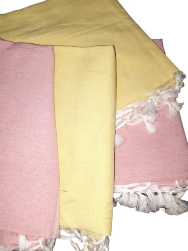 Image of Cotton Bedsheets for Single Bed, 60 x 90 inch, Pure Cotton, Breathable Fabric, Pack of 2 Pink & Yellow (Pink, 2)
