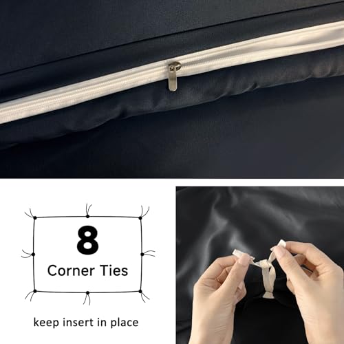 Image of Mejoroom Black Duvet Cover Full - Bedding Sets Full - Soft and Breathable Comforter Cover with Zipper Closure, 3Pieces, 1 Duvet Cover (80x90) and 2 Pillow Cases(20x26)