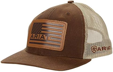 Ariat Oilskin USA Flag Leather Patch Cap
