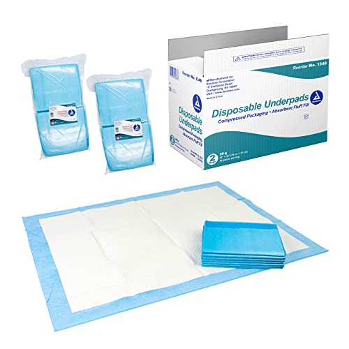 Dynarex Disposable Underpads, With Polymer, Medical-Grade Incontinence Bed Pads To Protect Sheets, 30” X 36” (105G), 1 Case Of 100 Underpads (2 Boxes Of 50) #TOP6