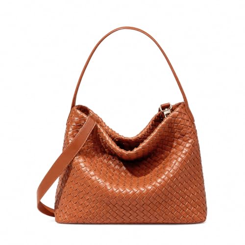 Image of Suede Woven Tote Bag for Women, Hobo Shoulder Bag for Work Travel
