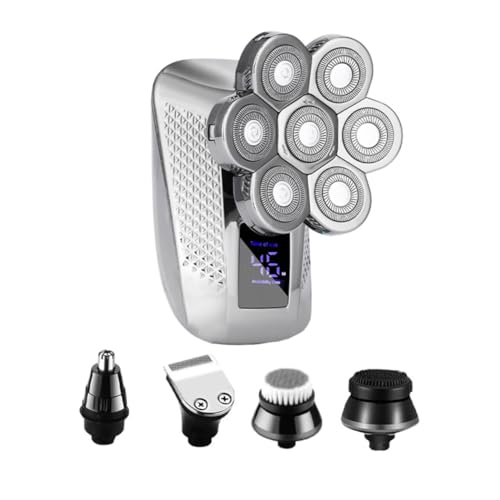 Beatifufu Electric Razor for Men Shaver 7-Head Men's Electric Shaver Digital Display Waterproof Hair Trimmer Grooming Tool