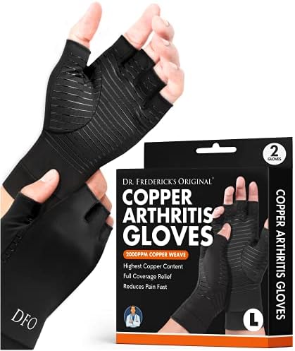 Dr. Frederick's Original Copper Arthritis Glove - 2 Gloves - Perfect Computer Typing Gloves - Fit Guaranteed - Large