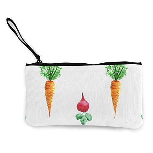 Preisvergleich Produktbild BHGYT Aquarell Rote Beete und Karottenmuster Brieftasche Münzgeldbörse Leinwand Reißverschlusstasche Brieftasche zum Einkaufen