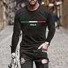 Men's Long Sleeve Casual Slim Fit T-Shirt Stylish Print Design Perfect for Winter, black, L #2