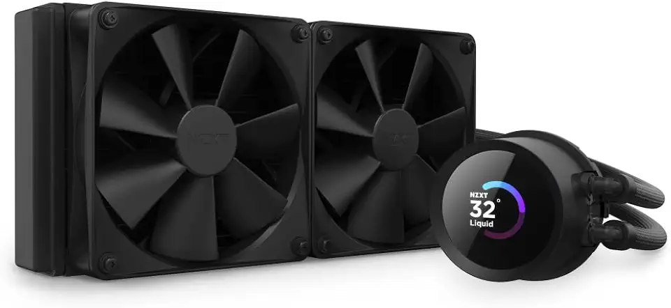 NZXT Kraken 240 - RL-KN240-B1-240mm AIO CPU Liquid Cooler - Customizable 1.54" Square LCD Display for Images, Performance Metrics and More - 2 x F120P Fans - Black