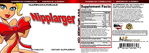Marinanaturals Nipplarger Nipple Enlargement, Breast Enlargement, Skin Tightening – Enjoy Larger, Fuller, Firmer Nipples And Breasts. 60 Tablets. #TOP5