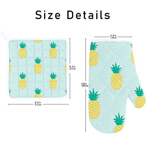 My Daily Kitchen Apron With Pockets, Oven Mitt And Pot Holder Set, Cute Pineapple Adjustable Apron For Men Women, Microwave Glove, Potholder, 3 Piece Cooking Gift Set #TOP6