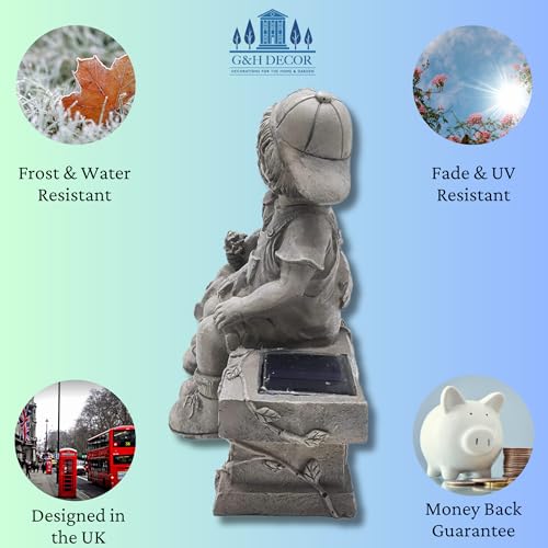 Stone Effect Kissing Kids on Bench 21cm Resin Garden Ornament, Boy and Girl Garden Ornaments Outdoor - Image 4