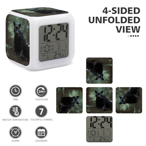 Reloj de escritorio con pantera del bosque para decorar dormitorios juveniles 4