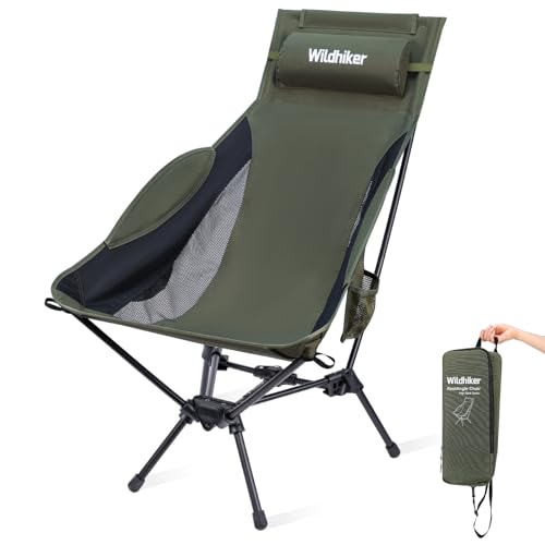 Wildhiker RestAngle Silla Plegable para Camping con Respaldo Alto, Comodidad de Lounge - Verde