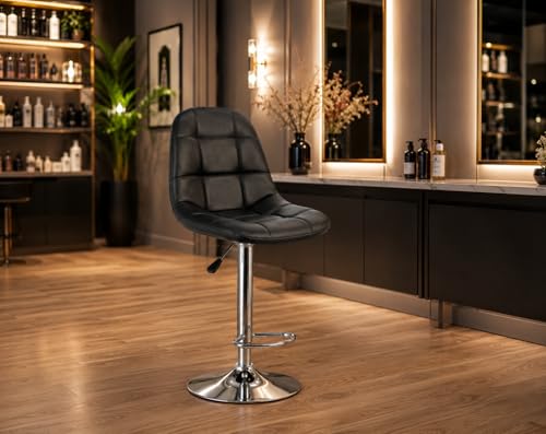 Image of Modern Egg Shape Bar Stool with 360 Swivel | Height Adjustable Bar Chair | Counter Stool & High Chairs | Comfortable for Home, Office, Restaurant Bar, Cafe & Cash Counter - (Black)