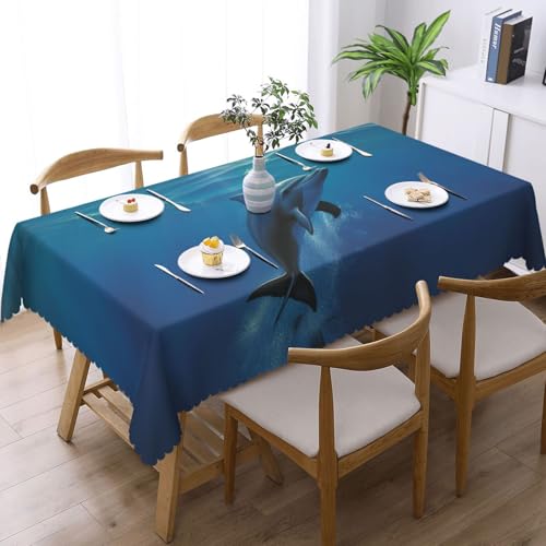 Nappe rectangulaire polyester lavable dauphin contre les taches