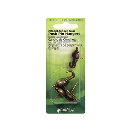 Image of Hillman AnchorWire Antique Brass Silver Steel Picture Hook Push Pin 3 pk 20 lb.