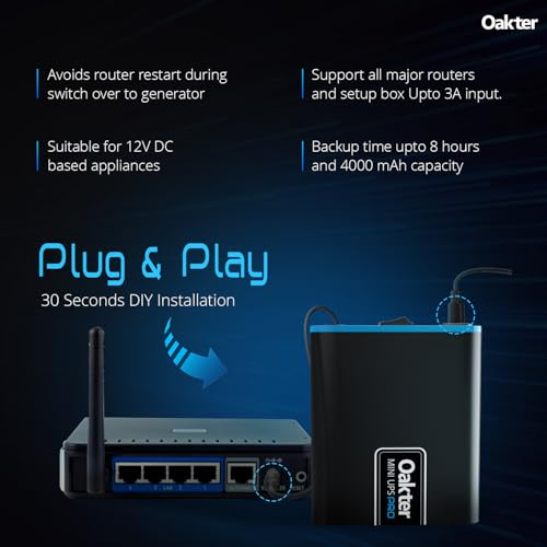 Oakter Mini UPS PRO for High Capacity WiFi Routers 12V & Upto 3A | Battery 2X4000 mAh | Power Backup Upto 8 Hours | Support Jio, Airtel & Other... - Image 5