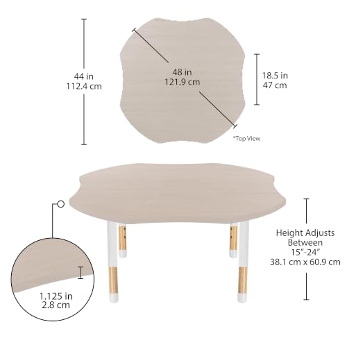 Image of Factory Direct Partners 48 inch x 48 inch Clover Kids Classroom Table with Adjustable Chunky Wood Legs