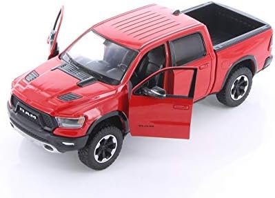 Showcasts 2019 Dodge Ram 1500 Crew Cab Rebel Pickup Truck, Red 79358/16D - 1/24 Scale Diecast Model Toy Car
