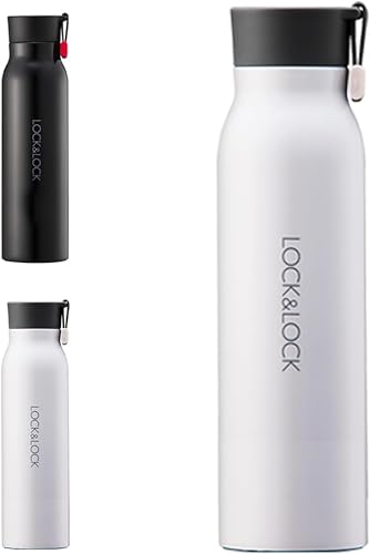 Miniatura 8 de LocknLock - Vaso térmico de acero inoxidable de doble pared aislado al vacío de 12 onzas, sin BPA, con tapa y asa a prueba de fugas, color negro,