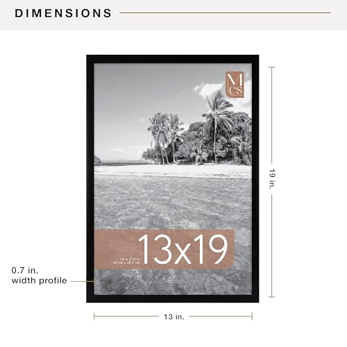 Image of MCS Foundation 13x19 Poster Frame Traditional Black, Vertical & Horizontal Wall Hanging Large Picture Frame for Photos, Posters & Art Prints (1-Pack)