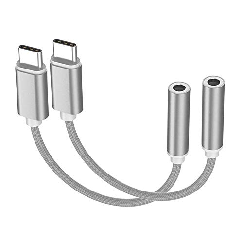 AD ADTRIP Type C to 3.5mm Headphone Audio Adapter Headphone Adapter Type C Earphone Aux Adapter for Huawei Mate 20 Pro/ P20 Pro, Moto Z, Xiaomi Mi 8, Oneplus 6t, oneplus 7 pro, 2-Pack